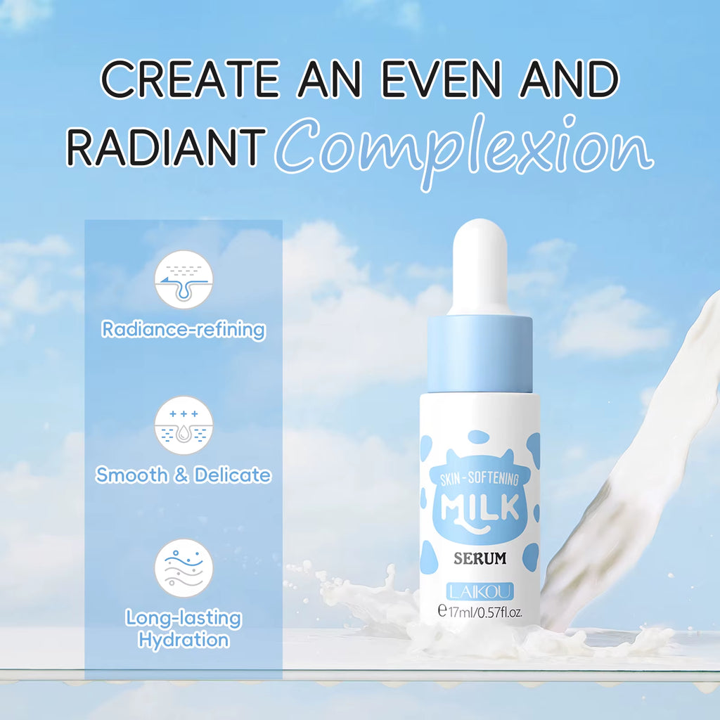 Milk Skincare Set Softening Serum Moisturizing Cream Gentle Cleanser Brightening Hydration Travel Kit